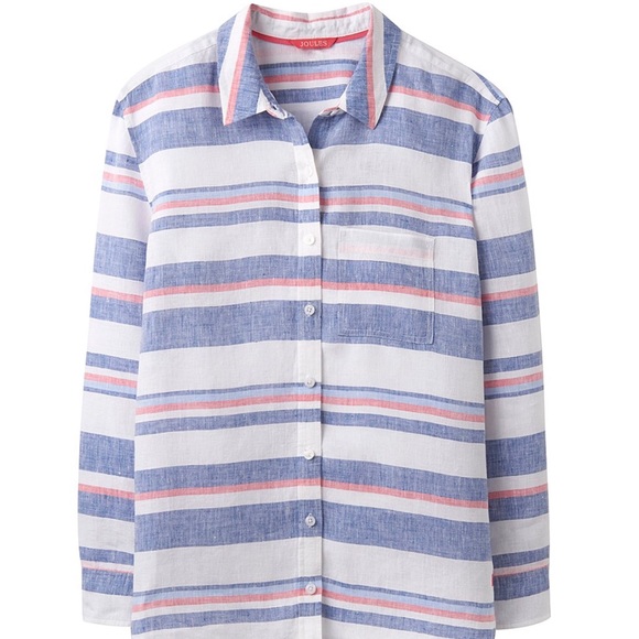 Joules Blue & Red Stripe Jeanne Button-Up - Picture 3 of 7